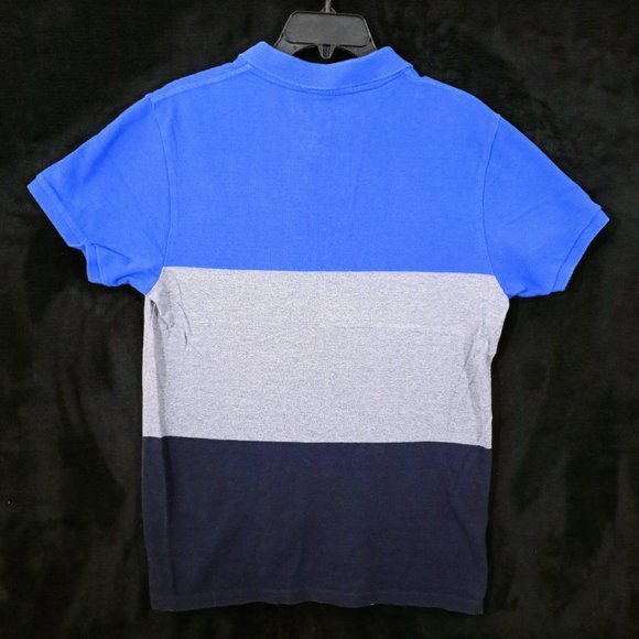 Old Navy The Classic Polo Shirt Size Medium Short Sleeve Blue‎ And Gray #1164 - Picture 2 of 4